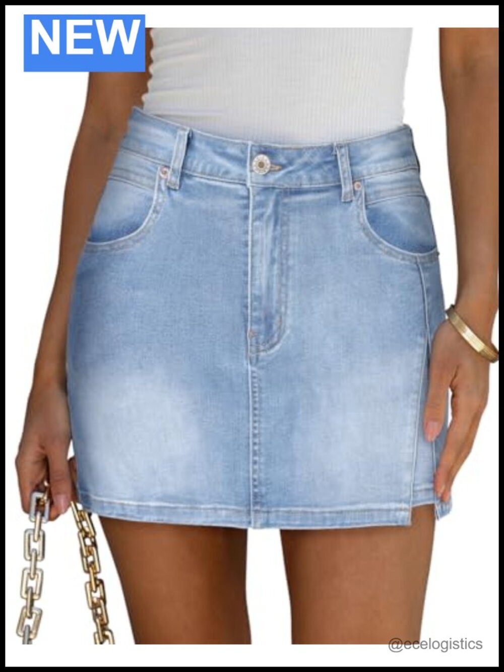 Denim Mini Skorts for Women High Waisted Stretchy Jean Short Skirt